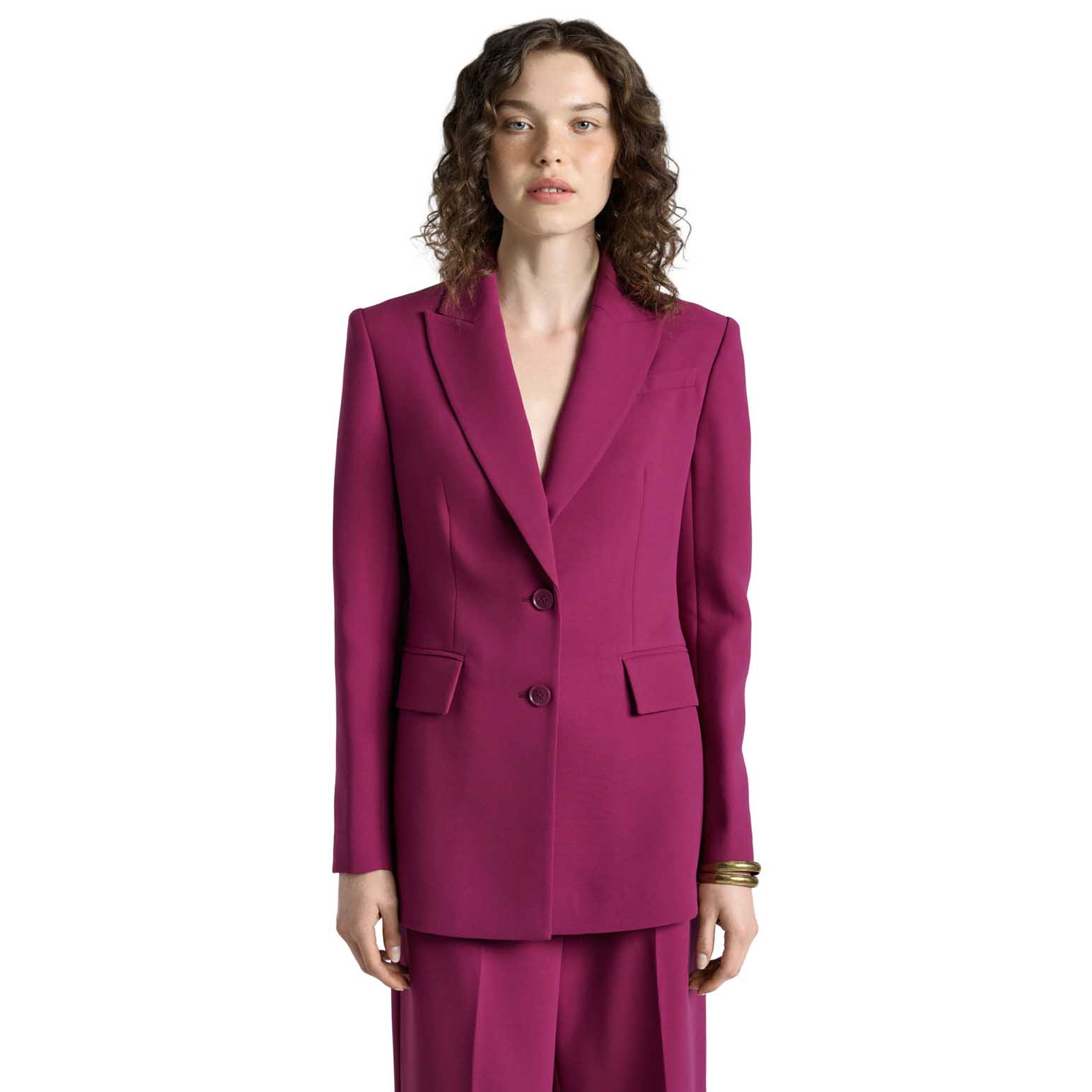 Cue Magenta Double Weave Tailored Blazer
